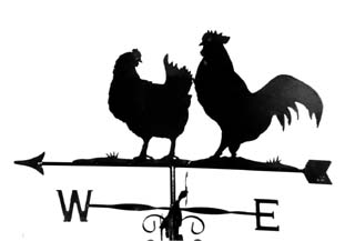 Cockerel and hen weathervane
